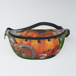 Little friends in the night with pumpkin house Fanny Pack