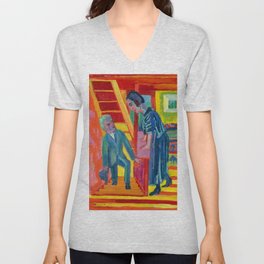 The Visit, Couple and Newcomer, 1922 by Ernst Ludwig Kirchner V Neck T Shirt