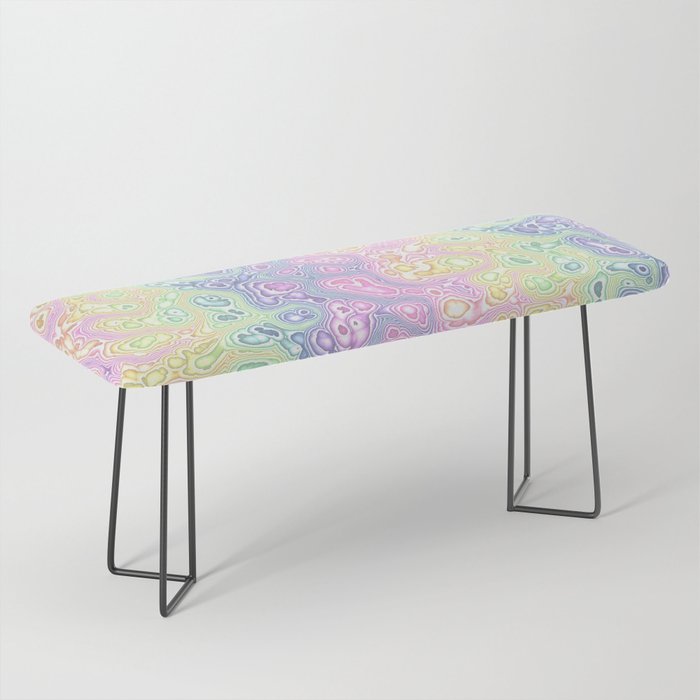 Trippy Funky Squiggly Pastel Rainbow Bench