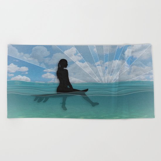 View from a Surfboard Beach Towel