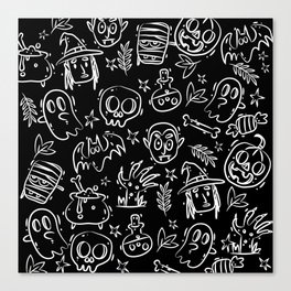 Black and White Halloween Pattern Canvas Print