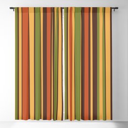 Retro Stripes - Mid Century Modern 50s 60s 70s Pattern in Green, Orange, Yellow, and Brown Blackout Curtain