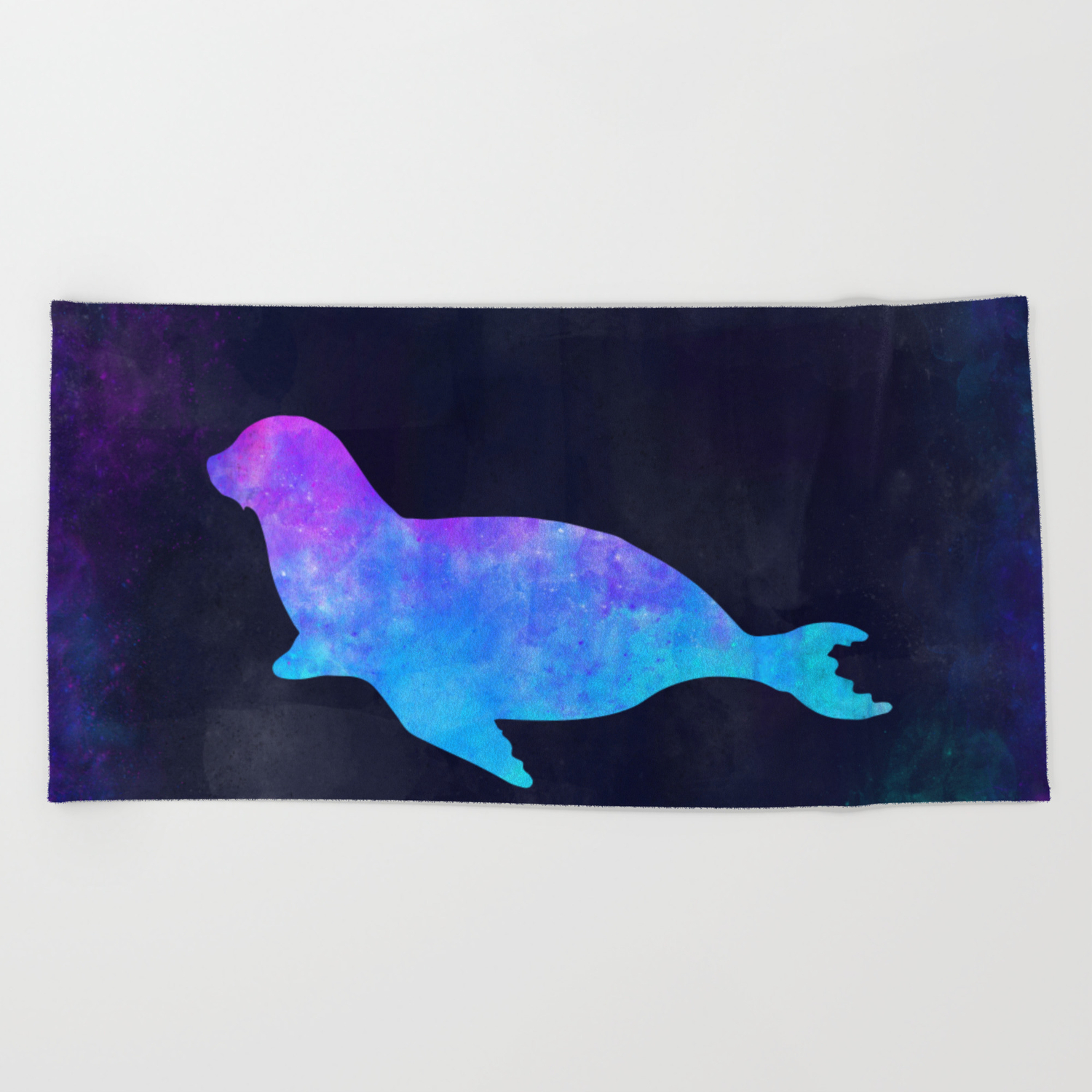 Seal In Space Animal Graphic Art Watercolor Canvas Painting
