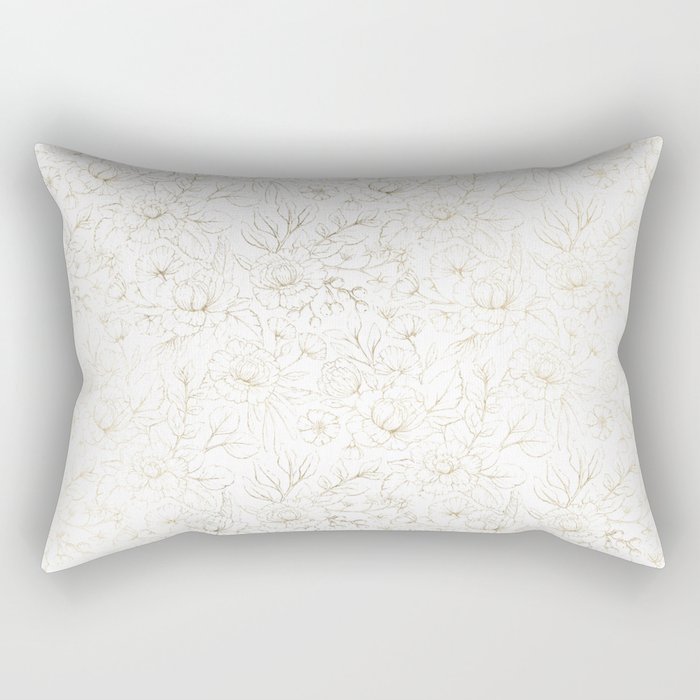 Elegant simple modern faux gold white floral Rectangular Pillow
