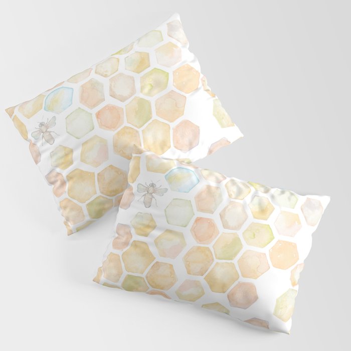 Bee and honeycomb watercolor Pillow Sham