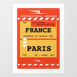 Vintage Airliner ticket Art Print | Red, Parisfrance, Airliner, Travel, Flightposter, Franceeurope, Planeticket, French, Franceplaneticket, Paris 