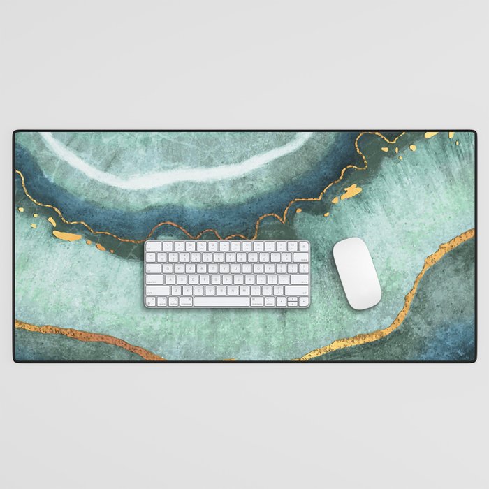 Gold Turquoise Agate Desk Mat