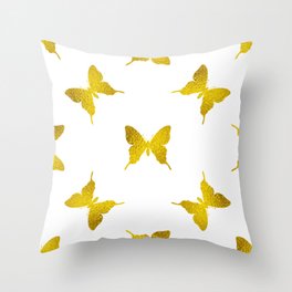 Awesome Gold Butterfly Seamless Pattern Throw Pillow | Graphicdesign, Fantasy, Flyingbutterfly, Butterflies, Leggings, Glitter, 00, Butterflygold, Legging, Goldleaf 