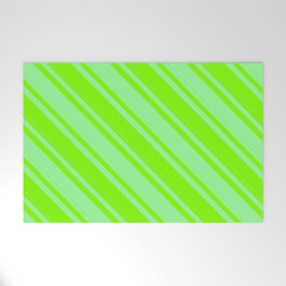 [ Thumbnail: Chartreuse and Green Colored Lines/Stripes Pattern Welcome Mat ]