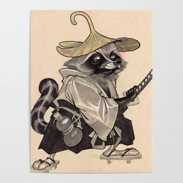 Samurai Raccoon Poster