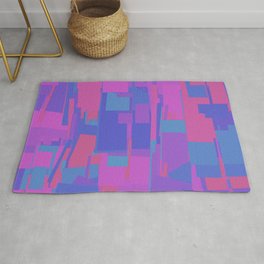 Abstract Cityscape Hot Pink & Blue Rug
