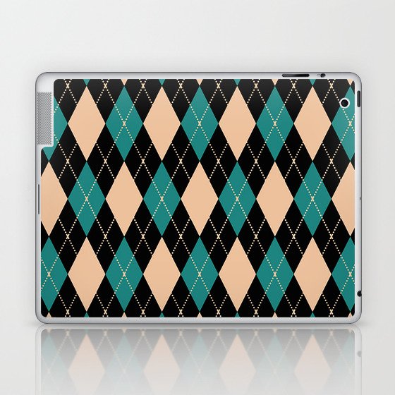 Pink And Turquoise Argyle Diamond Pattern Quilt Knit Sweater Tartan Checkered Laptop & iPad Skin