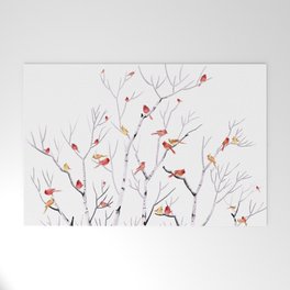 Birch Trees and Cardinal 2  Welcome Mat