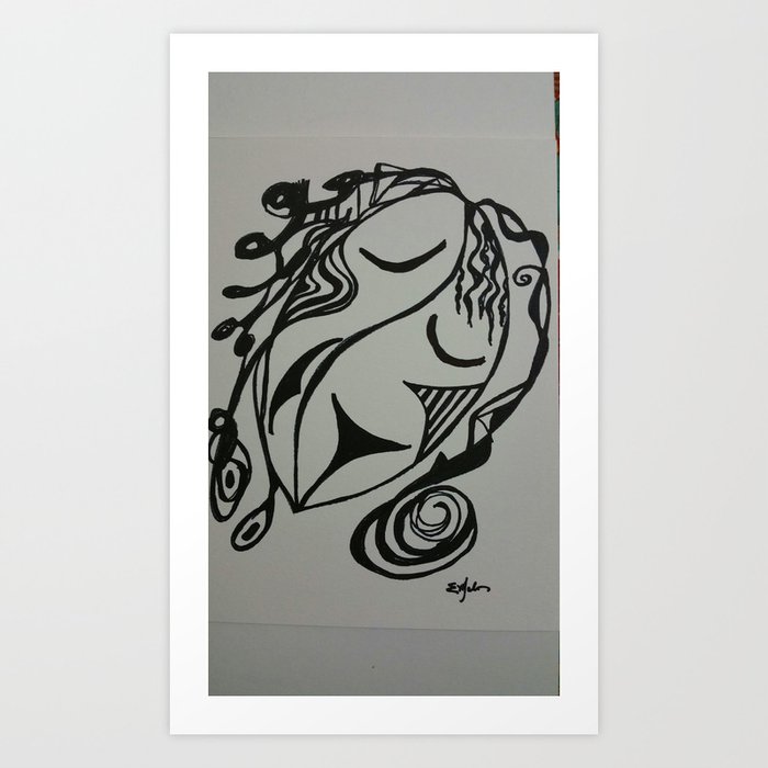 Two Face Black And White Drawing Art Print By Tootsie Society6