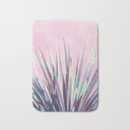 Vintage Yucca Palm - Pink Bath Mat