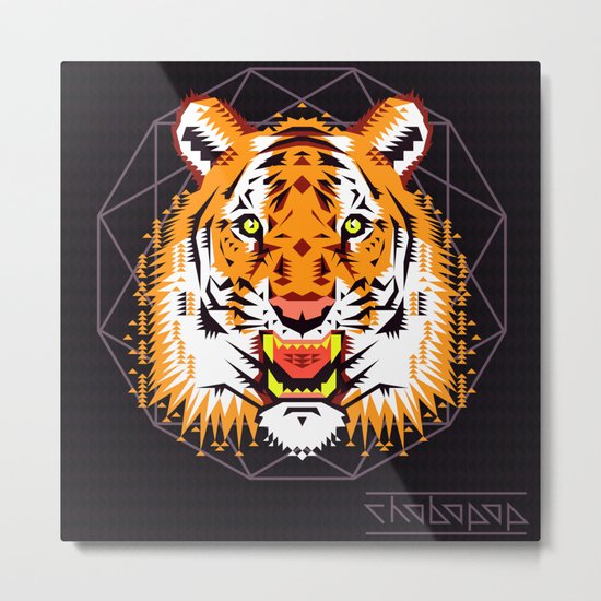 Geometric Tiger Metal Print