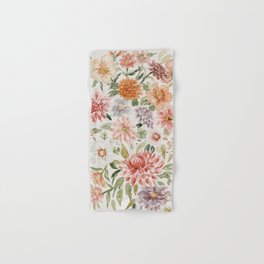 Loose Pastel Dahlia Watercolor Bouquet Hand & Bath Towel