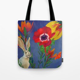 rabbit & flowers Tote Bag