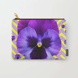 PURPLE PANSY  FLOWERS & YELLOW PATTERNS  GARDEN Carry-All Pouch | Natureart, Drawing, Abstract, Spiringflowers, Colored Pencil, Digitalart, Digital Manipulation, Yellowart, Pattern, Pansyflowers 
