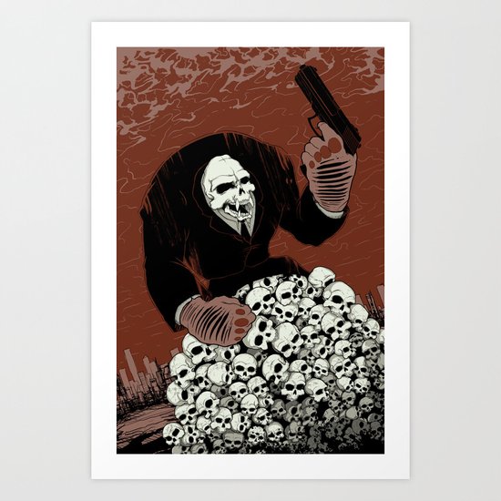 Monkey Skull Suit Art Print