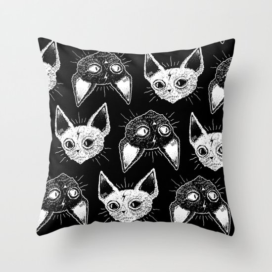 Kittens (Black Version) Throw Pillow