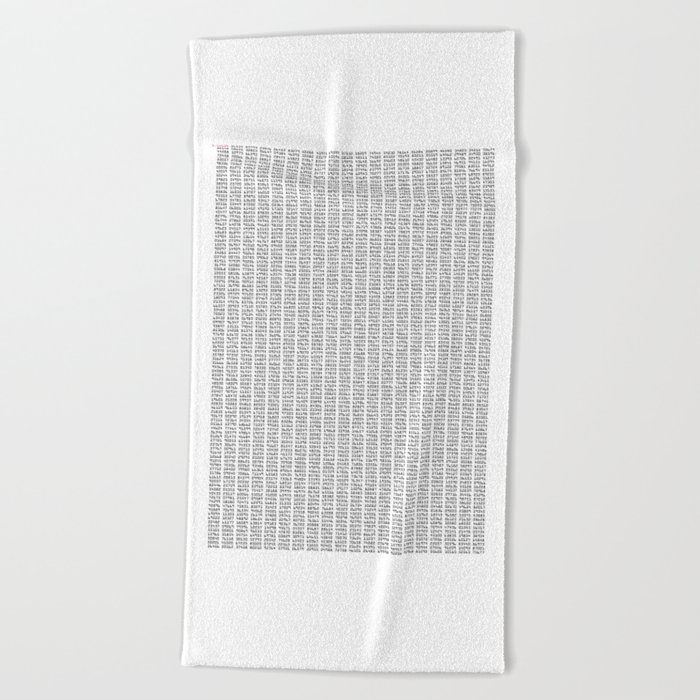 The Number Pi to 10000 digits Beach Towel