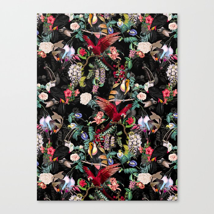 Floral and Birds IX Canvas Print