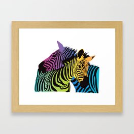 Rainbow Zebras Framed Art Print