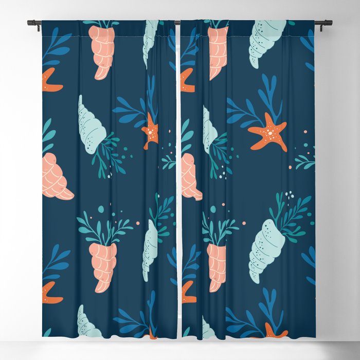 Starfish and shells Blackout Curtain