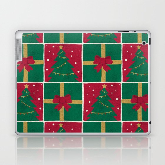 Christmas Presents and Snowy Tree Pattern Laptop & iPad Skin