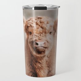 Scottish Highlander Portrait Art Print | Animal Photography | Scottish Highland Cow Baby Calf Travel Mug