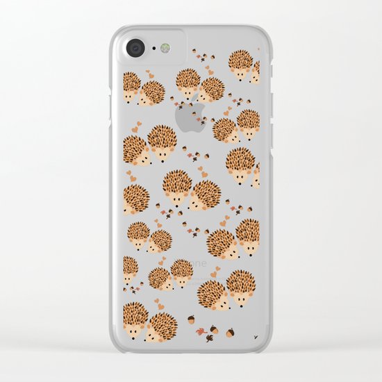 Hedgehogs in autumn Clear iPhone Case