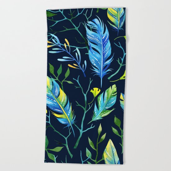 Feathers Pattern 06 Beach Towel