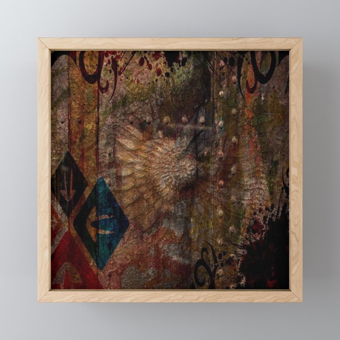 Rustic Textured Abstract Painting Framed Mini Art Print By