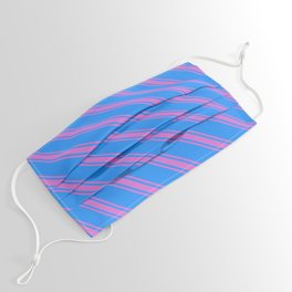 [ Thumbnail: Blue & Orchid Colored Striped/Lined Pattern Face Mask ]
