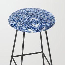 Traditional ornate portuguese azulejos. Fashionable design. Kit of vintage seamless patterns. Blue abstract background Bar Stool