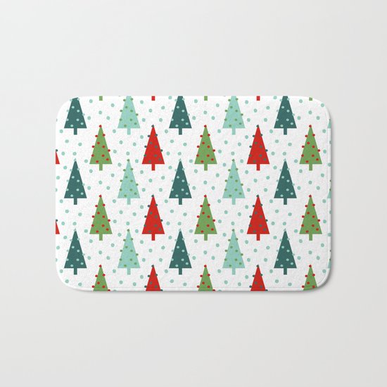 Christmas Tree holiday dots snow polka dot minimal modern geometric christmas decor design Bath Mat