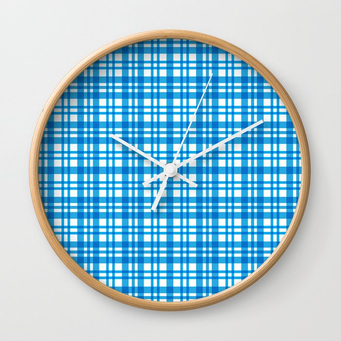 Elegant Blue Checkered Pattern Wall Clock
