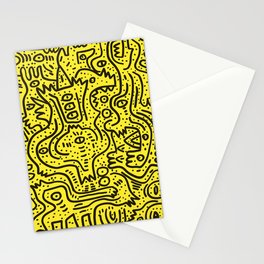Yellow Graffiti Street Art Posca  Stationery Cards