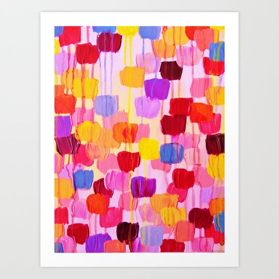 DOTTY in Pink - October Special Revisited Bold Colorful Square Polka Dots Original Abstract Painting Art Print