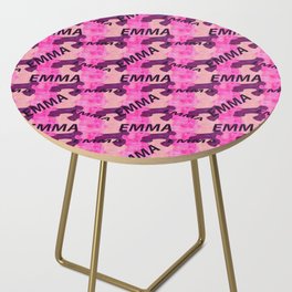 pattern with the name Emma in pink colors and watercolor texture Side Table