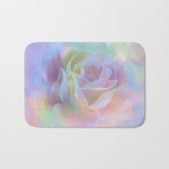 Pastel Watercolor Rose Bath Mat
