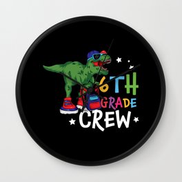 6th Grade Crew Student Dinosaur Wall Clock