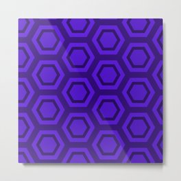 Dark Blue Honeycomb Metal Print