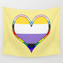 Enby Pride Heart Wall Tapestry