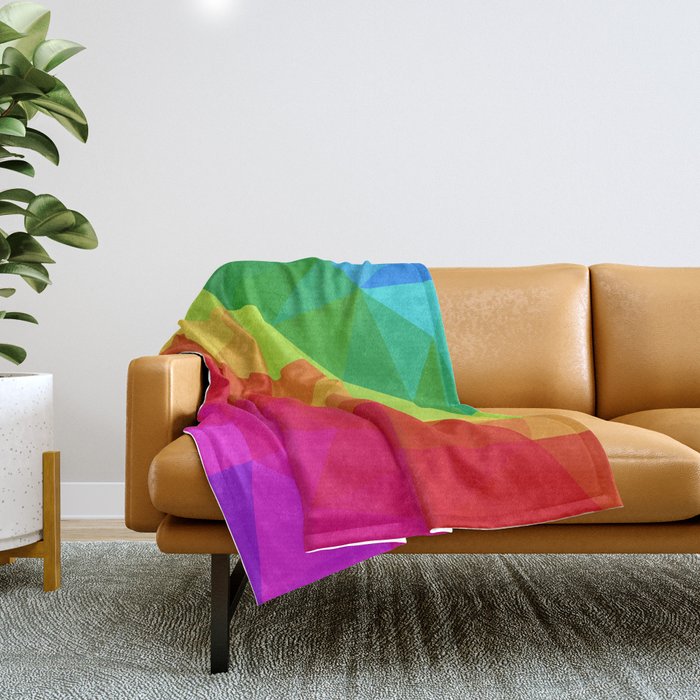 Rainbow Low Poly Throw Blanket