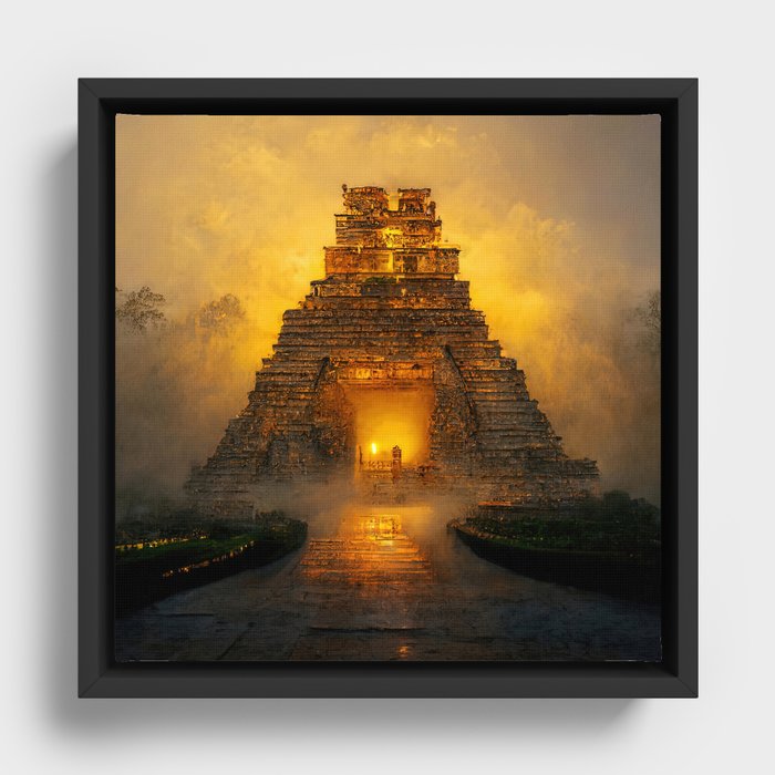 Ancient Mayan Temple Framed Canvas