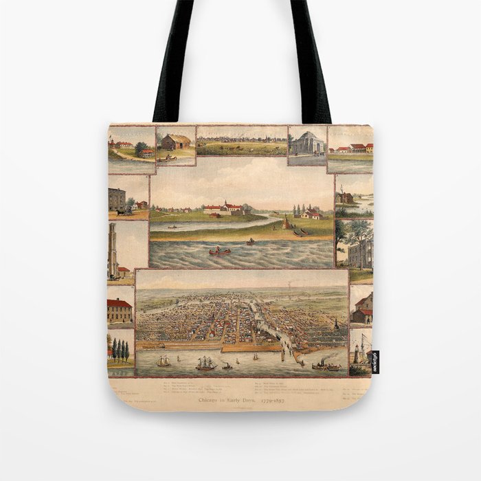 Historical Views Of Chicago Tote Bag
