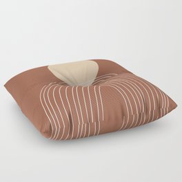 Hand drawn Geometric Lines in Terracotta and Beige Floor Pillow