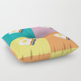 Rainbow fried egg patchwork 1 Floor Pillow